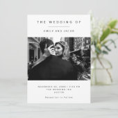 Elegant minimalisme | Zwart-wit foto bruiloft Kaart (Staand voorkant)