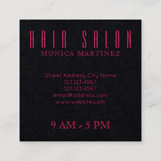 Elegant minimalisme zwarte roze duo toon vierkante visitekaartje (Achterkant)