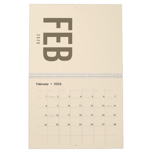 Elegant Minimalist 2026 Calendar Kalender (Feb 2026)