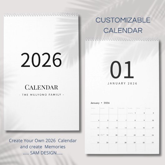 Elegant Minimalist 2026 Calendar Kalender