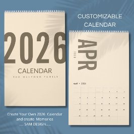 Elegant Minimalist 2026 Calendar Kalender