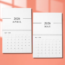 Elegant Minimalist 2026 Calendar Kalender