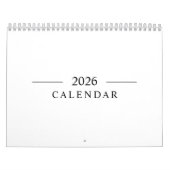 Elegant Minimalist 2026 Calendar Kalender (Hoes)