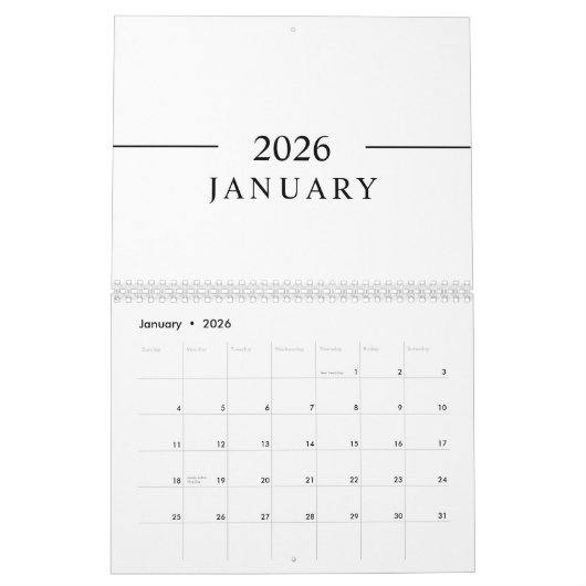 Elegant Minimalist 2026 Calendar Kalender (Jan 2026)