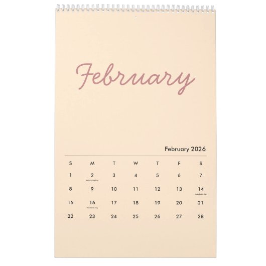 Elegant Minimalist 2026 Calendar Kalender (Feb 2026)