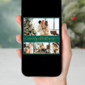 Elegant minimalist 4 Photo Collage Kerstholid Feestdagenkaart