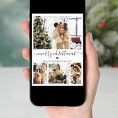 Elegant minimalist 4 Photo Collage Kerstholid Feestdagenkaart