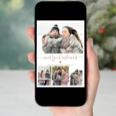 Elegant minimalist 4 Photo Collage Kerstholid Feestdagenkaart