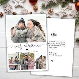 Elegant minimalist 4 Photo Collage Kerstholid Feestdagenkaart
