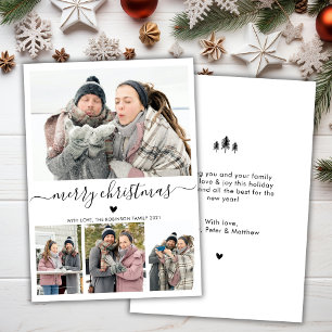Elegant minimalist 4 Photo Collage Kerstholid Feestdagenkaart