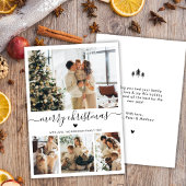 Elegant minimalist 4 Photo Collage Kerstholid Feestdagenkaart