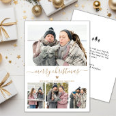 Elegant minimalist 4 Photo Collage Kerstholid Feestdagenkaart