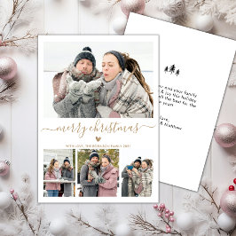 Elegant minimalist 4 Photo Collage Kerstholid Feestdagenkaart