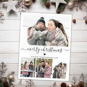 Elegant minimalist 4 Photo Collage Kerstholid Feestdagenkaart