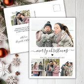 Elegant minimalist 4 Photo Collage Kerstmis Briefkaart