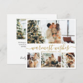 Elegant minimalist 4 Photo Collage Kerstmis Feestdagenkaart (Voorkant / Achterkant)