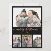 Elegant minimalist 4 Photo Collage Kerstmis Feestdagenkaart (Voorkant)