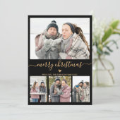 Elegant minimalist 4 Photo Collage Kerstmis Feestdagenkaart (Staand voorkant)