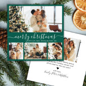 Elegant minimalist 4 Photo Collage Kerstmis Feestdagenkaart