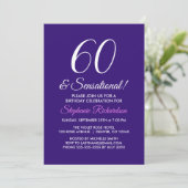 Elegant minimalist 60 en Sensational Paars Party Kaart (Staand voorkant)
