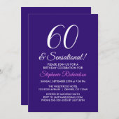 Elegant minimalist 60 en Sensational Paars Party Kaart (Voorkant / Achterkant)