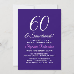 Elegant minimalist 60 en Sensational Paars Party Kaart