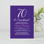 Elegant minimalist 70 en Sensational Paars Party Kaart (Staand voorkant)