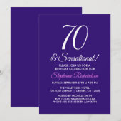 Elegant minimalist 70 en Sensational Paars Party Kaart (Voorkant / Achterkant)