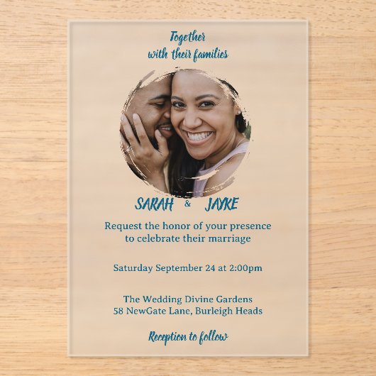 Elegant Minimalist Acrylic Wedding Invitations Acryl Uitnodigingen (Voorkant)