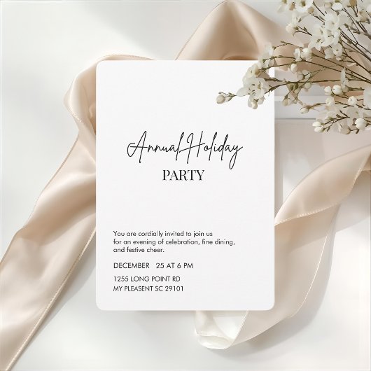 Elegant Minimalist Annual Holiday Party Kaart