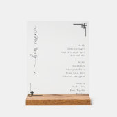 Elegant Minimalist Bar Menu Acryl Bord (Voorkant)