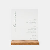 Elegant Minimalist Bar Menu Acryl Bord (Voorkant)
