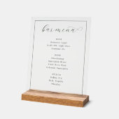 Elegant Minimalist Bar Menu Sign Acryl Bord (Hoek)