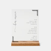 Elegant Minimalist Bar Menu Sign Acryl Bord (Voorkant)