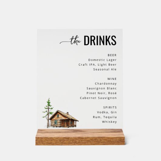 Elegant Minimalist Beverage Menu Acryl Bord (Voorkant)