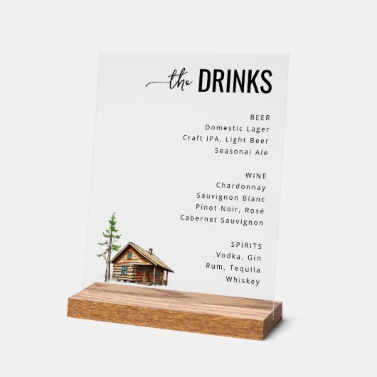 Elegant Minimalist Beverage Menu Acryl Bord (Hoek)