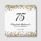 Elegant Minimalist Black and Gold 75th Birthday Gastenboek (Voorkant)