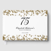 Elegant Minimalist Black and Gold 75th Birthday Gastenboek (Voorkant)