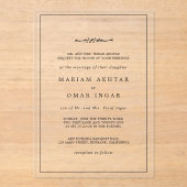 Elegant Minimalist Black and White Islamic Wedding Acryl Uitnodigingen (Voorkant)