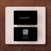 Elegant Minimalist Black and White QR Code Visitekaartje
