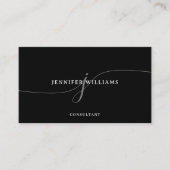 Elegant Minimalist Black and White Script Monogram Visitekaartje (Voorkant)