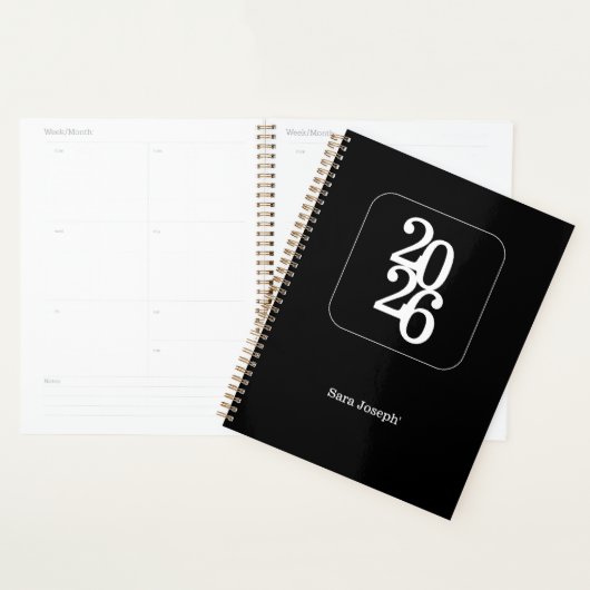 Elegant Minimalist Black and White Simple Planner (Display)