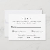 Elegant Minimalist Black and White Wedding RSVP Ca (Voorkant)