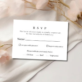 Elegant Minimalist Black and White Wedding RSVP Ca Kaartje