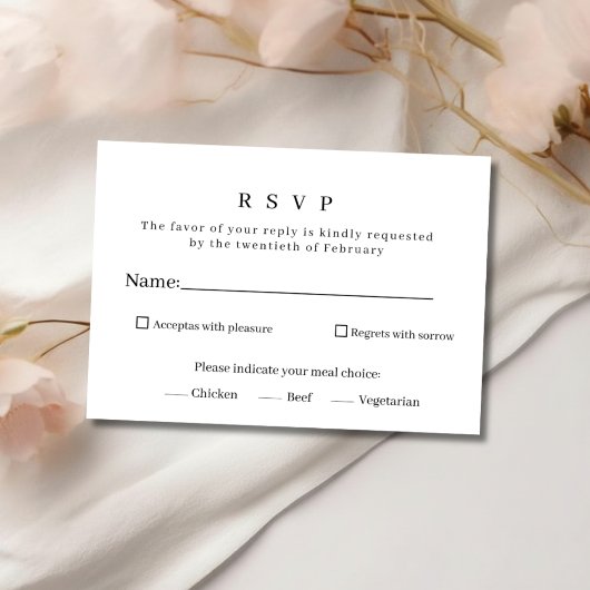 Elegant Minimalist Black and White Wedding RSVP Ca Kaartje