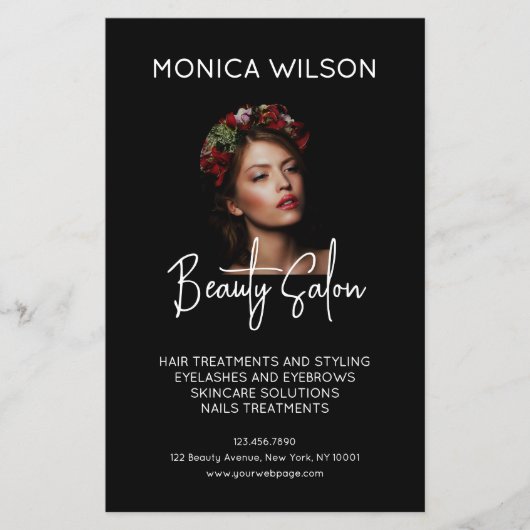 Elegant minimalist black beauty salon flyer (Voorkant)
