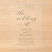Elegant Minimalist Black Calligraphy Wedding Clear Acryl Uitnodigingen (Voorkant)