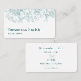 Elegant Minimalist Black Floral Line on White Visitekaartje