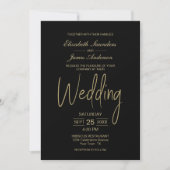 Elegant Minimalist Black Gold Wedding Kaart (Voorkant)