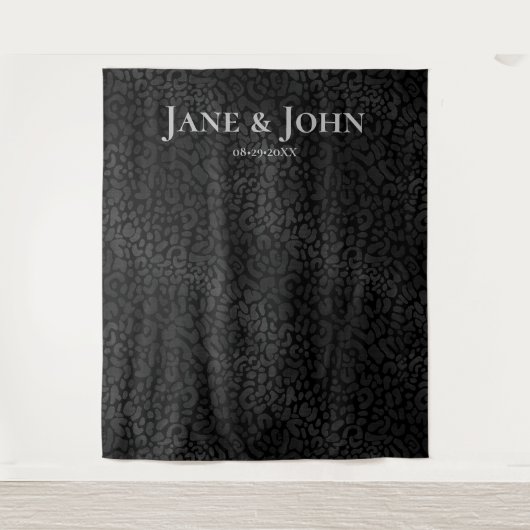 Elegant Minimalist Black Leopard Weddenschap Achte Wandkleed (Voorkant)